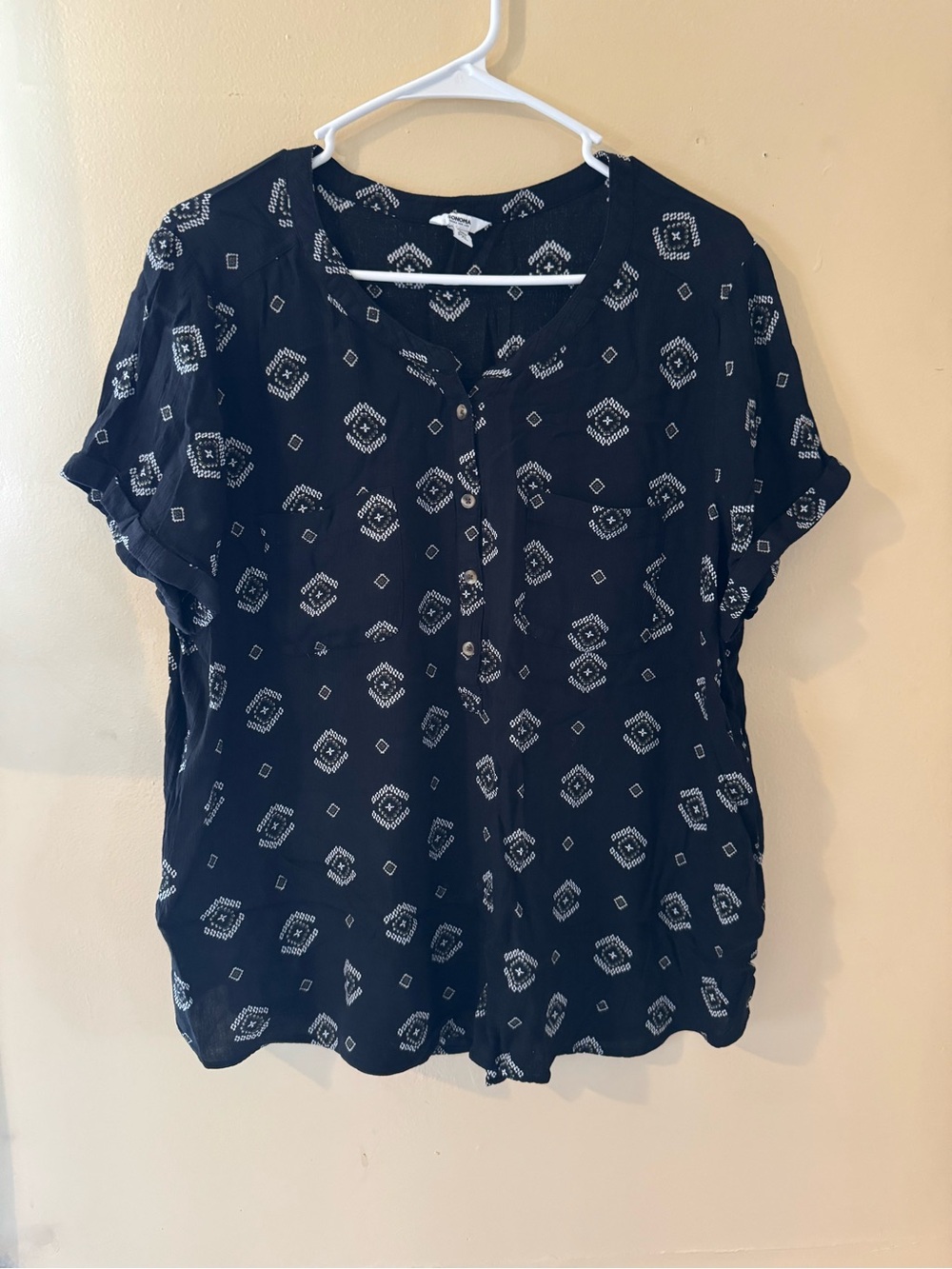 🎄5 for $20 Sonoma Women’s Navy Blue Paisley Print Button Front Blouse PXL